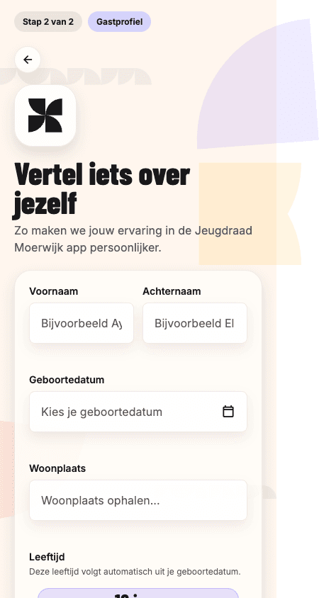 Profielinstelling in de Jeugdraad Moerwijk-app